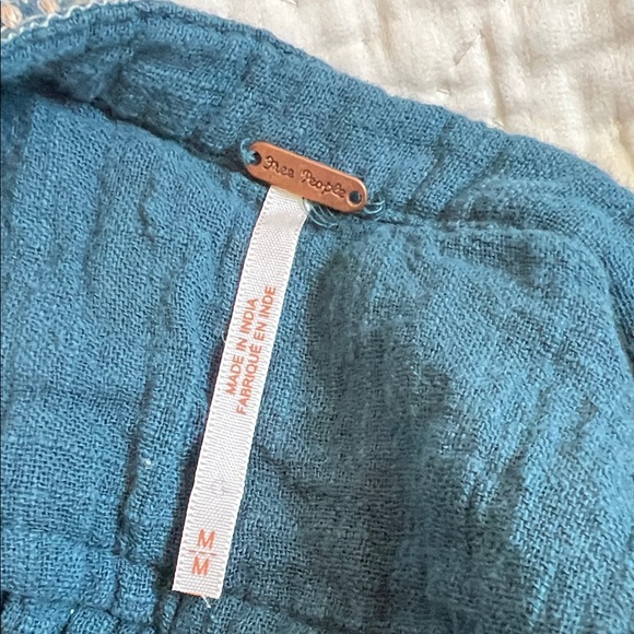 Free People Teal Embroidered Tunic Bohemian - Picture 6 of 10